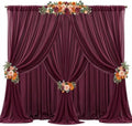30ft x 10ft Burgundy Backdrop Curtains, Wrinkle-Free Sheer Chiffon Fabric Photo Backdrop Drapes for Wedding Arch