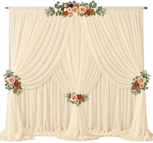 30ft x 10ft Champagne Backdrop Curtains, Wrinkle-Free Sheer Chiffon Fabric Photo Backdrop Drapes for Wedding