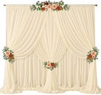 30ft x 10ft Champagne Backdrop Curtains, Wrinkle-Free Sheer Chiffon Fabric Photo Backdrop Drapes for Wedding