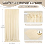30ft x 10ft Champagne Backdrop Curtains, Wrinkle-Free Sheer Chiffon Fabric Photo Backdrop Drapes for Wedding, alternate view