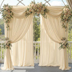 30ft x 10ft Champagne Backdrop Curtains, Wrinkle-Free Sheer Chiffon Fabric Photo Backdrop Drapes for Wedding, alternate view