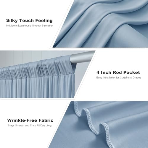 30ft x 10ft Dusty Blue Backdrop Drapes for Parties, 6 Panels Wrinkle-Free Polyester Background Curtains for, alternate view 3