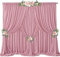 30ft x 10ft Dusty Rose Backdrop Curtains, Wrinkle-Free Sheer Chiffon Fabric Photo Backdrop Drapes for Wedding
