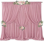 30ft x 10ft Dusty Rose Backdrop Curtains, Wrinkle-Free Sheer Chiffon Fabric Photo Backdrop Drapes for Wedding