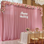 30ft x 10ft Dusty Rose Backdrop Curtains, Wrinkle-Free Sheer Chiffon Fabric Photo Backdrop Drapes for Wedding, alternate view