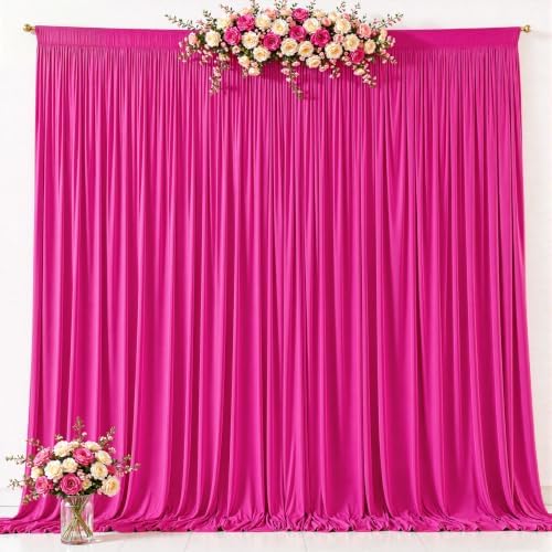 30ft x 10ft Hot Pink Backdrop Curtains, Hot Pink Drapes for Backdrop Draping Fabric Wedding Birthday Party Baby, alternate