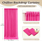 30ft x 10ft Hot Pink Backdrop Curtains, Wrinkle-Free Sheer Chiffon Fabric Photo Backdrop Drapes for Wedding Arch, alternate