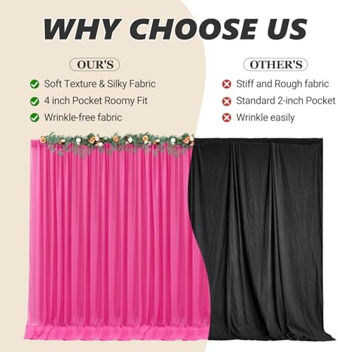 30ft x 10ft Hot Pink Backdrop Curtains, Wrinkle-Free Sheer Chiffon Fabric Photo Backdrop Drapes for Wedding Arch, alternate