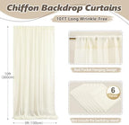 30ft x 10ft Ivory Backdrop Curtain Drapes, Wrinkle-Free Sheer Chiffon Fabric Photo Background Panels for Wedding, alternate