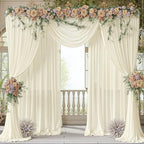 30ft x 10ft Ivory Backdrop Curtain Drapes, Wrinkle-Free Sheer Chiffon Fabric Photo Background Panels for Wedding, alternate