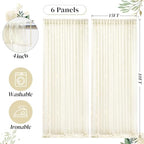 30ft x 10ft Ivory Backdrop Curtain with Lights String for Parties, Sheer Tulle Wedding Photo Backdrops Drapes, alternate view