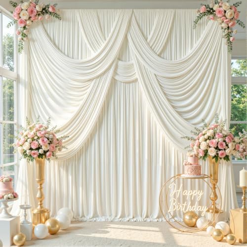 30ft x 10ft Ivory Backdrop Curtains, Wrinkle Free Fabric Drapes for Backdrop, Cream Photo Backdrop Drapes for, alternate view