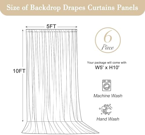 30ft x 10ft Ivory Backdrop Curtains, Wrinkle Free Fabric Drapes for Backdrop, Cream Photo Backdrop Drapes for, alternate view