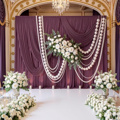 30ft x 10ft Maroon Backdrop Curtains for Parties, Polyester Burgundy Backdrop Drapes 6 Panels 5x10ft for Baby, alternate view