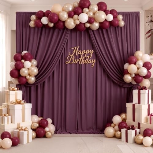 30ft x 10ft Maroon Backdrop Curtains for Parties, Polyester Burgundy Backdrop Drapes 6 Panels 5x10ft for Baby, alternate view