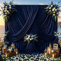 30ft x 10ft Navy Blue Backdrop Curtains, Wrinkle-Free Fabric Photo Background for Graduation Ceremony Corporate