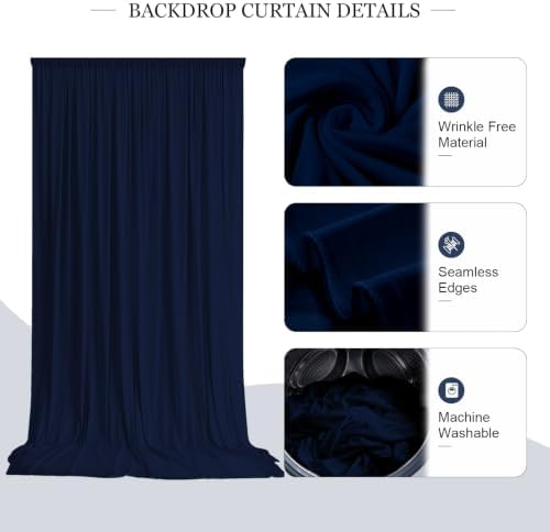 30ft x 10ft Navy Blue Backdrop Curtains, Wrinkle-Free Fabric Photo Background for Graduation Ceremony Corporate, alternate