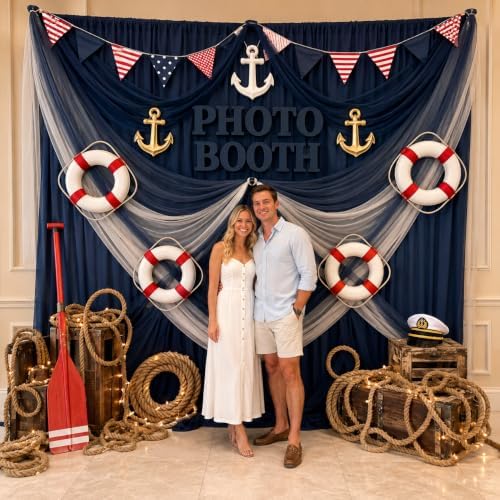 30ft x 10ft Navy Blue Backdrop Curtains, Wrinkle-Free Fabric Photo Background for Graduation Ceremony Corporate, alternate