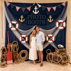 30ft x 10ft Navy Blue Backdrop Curtains, Wrinkle-Free Fabric Photo Background for Graduation Ceremony Corporate, alternate