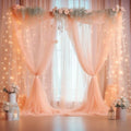 30ft x 10ft Peach Backdrop Curtain with Lights String for Parties, Sheer Tulle Wedding Photo Backdrops Drapes