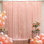 30ft x 10ft Peach Backdrop Curtain with Lights String for Parties, Sheer Tulle Wedding Photo Backdrops Drapes, alternate view