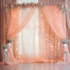 30ft x 10ft Peach Backdrop Curtain with Lights String for Parties, Sheer Tulle Wedding Photo Backdrops Drapes, alternate view