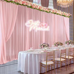 30ft x 10ft Peach Pink Backdrop Curtains, Wrinkle-Free Sheer Chiffon Fabric Photo Backdrop Drapes for Wedding, alternate view