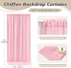 30ft x 10ft Peach Pink Backdrop Curtains, Wrinkle-Free Sheer Chiffon Fabric Photo Backdrop Drapes for Wedding, alternate view
