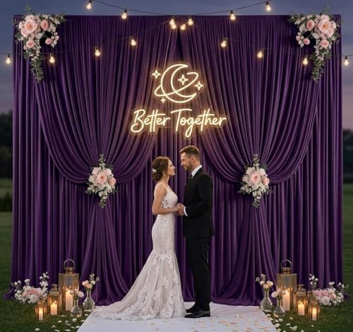 30ft x 10ft Purple Backdrop Curtains for Parties, 6 Panels 5ft x 10ft Wrinkle-Free Drapes for Lavender Wedding, alternate