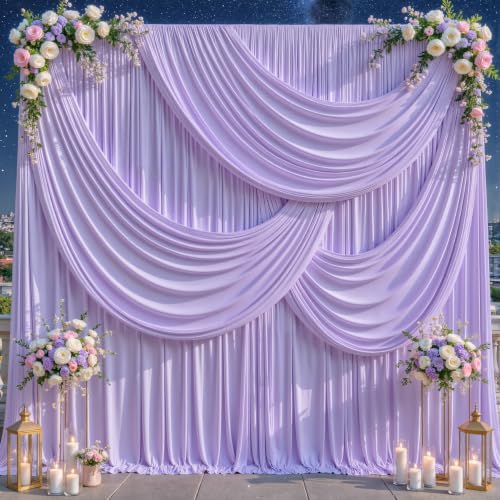 30ft x 10ft Purple Backdrop Curtains, Lavender Lilac Drapes for Backdrop Draping Fabric Wedding Birthday Party, alternate