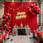 30ft x 10ft Red Backdrop Curtains, Wrinkle-Free Fabric Photo Background for Holiday Party Sale Promotion Retail, alternate