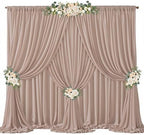 30ft x 10ft Taupe Backdrop Curtain Drapes, Wrinkle-Free Sheer Chiffon Fabric Photo Backdrop Panels for Wedding
