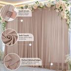 30ft x 10ft Taupe Backdrop Curtain Drapes, Wrinkle-Free Sheer Chiffon Fabric Photo Backdrop Panels for Wedding, alternate