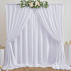 30ft x 10ft White Backdrop Curtain Panels for Parties, Thick Wrinkle Resistant 6 Panels Polyester Wedding, alternate view 3