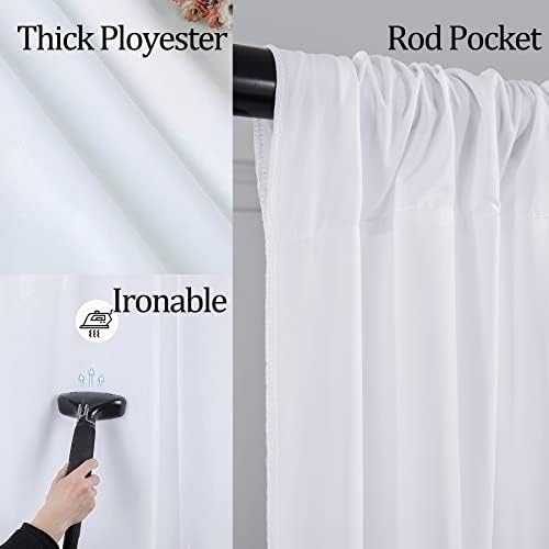 30ft x 10ft White Backdrop Curtain Panels for Parties, Thick Wrinkle Resistant 6 Panels Polyester Wedding, alternate view 4
