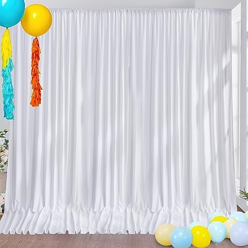 30ft x 10ft White Backdrop Curtain Panels for Parties, Thick Wrinkle Resistant 6 Panels Polyester Wedding, alternate view 5