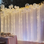 30ft x 10ft White Backdrop Curtain with Lights for Parties, Sheer Wedding Photo Backgrounds Tulle Drapes for, alternate view