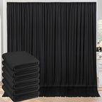 30ft x 10ft Wrinkle Free Black Backdrop Curtain for Parties, 6 Panels 5X10ft Polyester Black Photo Backdrop