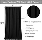 30ft x 10ft Wrinkle Free Black Backdrop Curtain for Parties, 6 Panels 5X10ft Polyester Black Photo Backdrop, alternate view 6