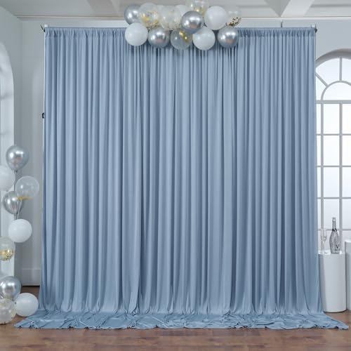 30ft x 10ft Wrinkle Free Dusty Blue Backdrop Curtain for Parties, 6 Panels 5x10ft Silky Polyester Backdrop, alternate view 5