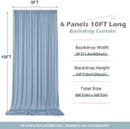 30ft x 10ft Wrinkle Free Dusty Blue Backdrop Curtain for Parties, 6 Panels 5x10ft Silky Polyester Backdrop, alternate view 6