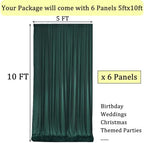 30ft x 10ft Wrinkle Free Hunter Green Backdrop Curtains for Parties, 6 Panels 5x10ft Polyester Green Photo, alternate view 6