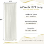 30ft x 10ft Wrinkle Free Ivory Backdrop Curtain for Parties, 6 Panels 5x10ft Silky Polyester Ivory Wedding, alternate view 5