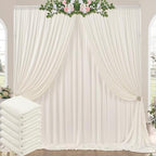 30ft x 10ft Wrinkle Free Ivory Backdrop Curtains for Parties, 6 Panels 5x10ft Polyester Photo Backdrop Drapes