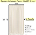 30ft x 10ft Wrinkle Free Ivory Backdrop Curtains for Parties, 6 Panels 5x10ft Polyester Photo Backdrop Drapes, alternate view