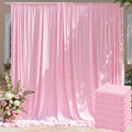 30ft x 10ft Wrinkle Free Pink Backdrop Curtain for Parties, 6 Panels 5×10ft Silky Polyester Light Pink Photo