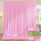 30ft x 10ft Wrinkle Free Pink Backdrop Curtains, 6 Panels 5x10ft Polyester Photo Backdrop Drapes for Wedding