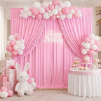 30ft x 10ft Wrinkle Free Pink Backdrop Curtains, 6 Panels 5x10ft Polyester Photo Backdrop Drapes for Wedding, alternate view