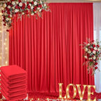 30ft x 10ft Wrinkle Free Red Backdrop Curtain for Parties, 6 Panels 5×10ft Silky Polyester Red Photo Backdrop