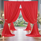 30ft x 10ft Wrinkle Free Red Backdrop Curtain for Parties, 6 Panels 5×10ft Silky Polyester Red Photo Backdrop, alternate view